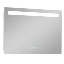 Toreno 800x600mm LED Illuminated Mirror Incl. Anti-Fog, Digital Clock & Touch Sensor -Vanity Unit Bathroom Suites mir042 l