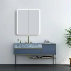 Toreno 700 X 650mm LED Illuminated 2-Door Mirror Cabinet With Motion Sensor, Shaving Socket & Anti-Fog -Vanity Unit Bathroom Suites mir401 d3