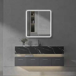 Toreno 700 X 650mm LED Illuminated 2-Door Mirror Cabinet With Motion Sensor, Shaving Socket & Anti-Fog -Vanity Unit Bathroom Suites mir401 d4