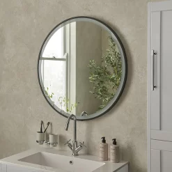 Heritage Bathroom Heritage Newick Black 800mm Illuminated Circular Mirror With Demister Pad