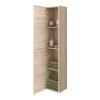 Klyn Bathroom Brooklyn Natural Oak Wall Hung Tall Storage Cabinet With Brushed Brass Handles -Vanity Unit Bathroom Suites moc662bb d2
