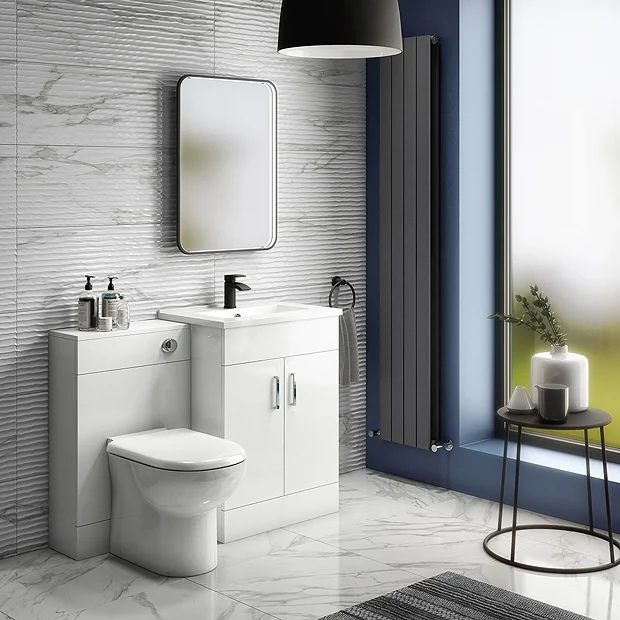 Toreno 1100mm Gloss White Vanity Unit Bathroom Suite - Depth 400/200mm 4 Toreno 1100mm Gloss White Vanity Unit Bathroom Suite - Depth 400/200mm - Image 2