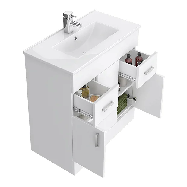 Toreno 1300mm Gloss White Vanity Unit Bathroom Suite - Depth 400/200mm 7 Toreno 1300mm Gloss White Vanity Unit Bathroom Suite - Depth 400/200mm - Image 5