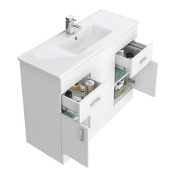 Toreno 1500mm Gloss White Vanity Unit Bathroom Suite - Depth 400/200mm -Vanity Unit Bathroom Suites mod1500 d1