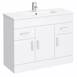 Toreno 1500mm Gloss White Vanity Unit Bathroom Suite - Depth 400/200mm -Vanity Unit Bathroom Suites mod1500 d2