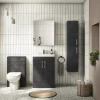 Klyn Bathroom Brooklyn 600mm Black Bathroom Mirror Cabinet - 2 Door -Vanity Unit Bathroom Suites mod623 n d3