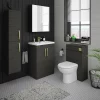 Klyn Bathroom Brooklyn Black Wall Hung Tall Storage Cabinet With Brushed Brass Handles -Vanity Unit Bathroom Suites mod662bb d1