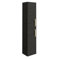 Klyn Bathroom Brooklyn Black Wall Hung Tall Storage Cabinet With Brushed Brass Handles -Vanity Unit Bathroom Suites mod662bb n l