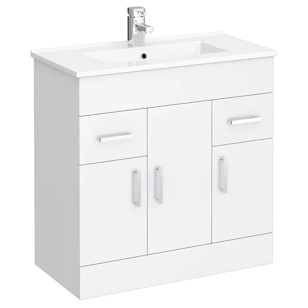Toreno 1300mm Gloss White Vanity Unit Bathroom Suite - Depth 400/200mm 5 Toreno 1300mm Gloss White Vanity Unit Bathroom Suite - Depth 400/200mm - Image 3