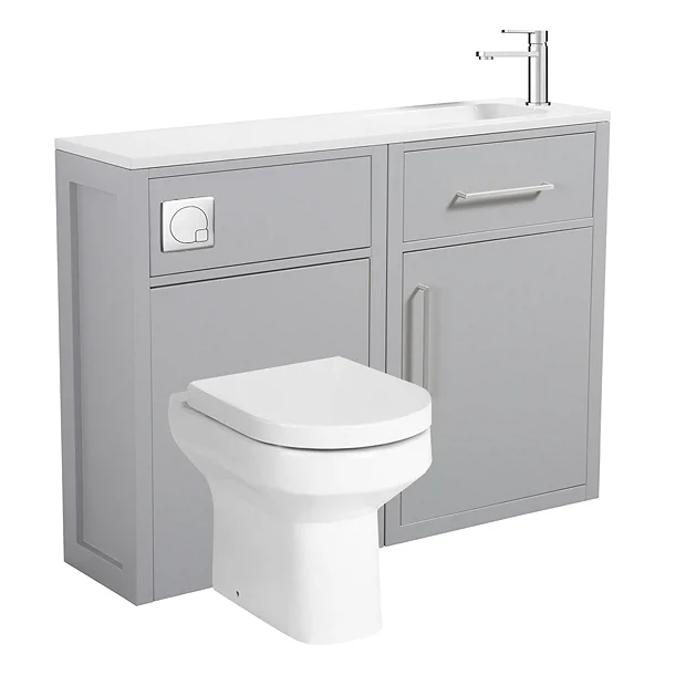 Victorian Plumbing Montrose Dove Grey Combination Vanity And WC Unit With Chrome Handles And Flush 4 Victorian Plumbing Montrose Dove Grey Combination Vanity And WC Unit With Chrome Handles And Flush - Image 2