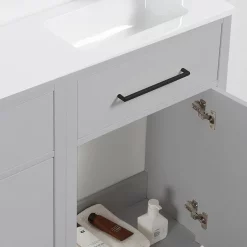 Victorian Plumbing Montrose Dove Grey Combination Vanity And WC Unit With Matt Black Handles And Flush