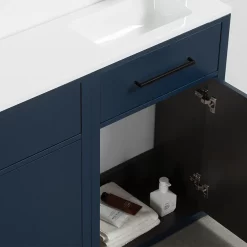 Victorian Plumbing Montrose Indigo Blue Combination Vanity And WC Unit With Matt Black Handles And Flush