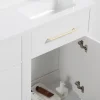 Victorian Plumbing Montrose White Combination Vanity And WC Unit With Brushed Brass Handles And Flush -Vanity Unit Bathroom Suites mtslcmwbb d1