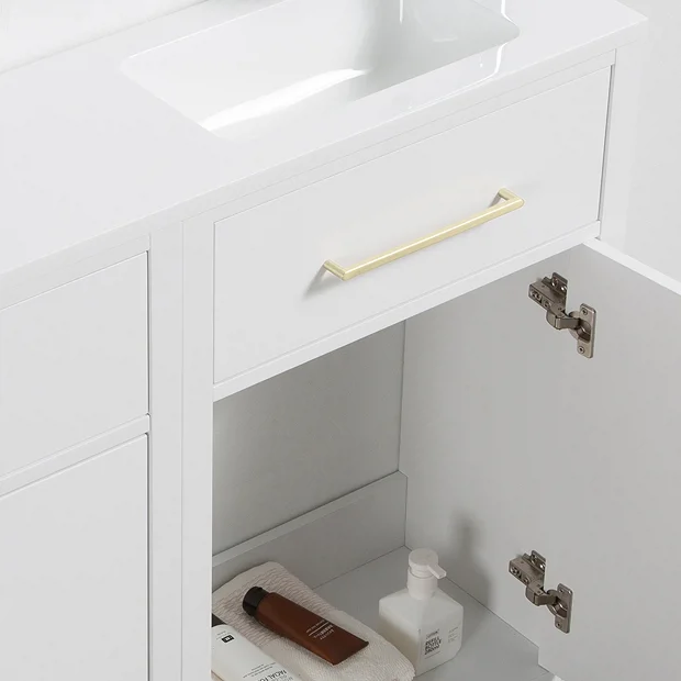 Victorian Plumbing Montrose White Combination Vanity And WC Unit With Brushed Brass Handles And Flush 3 Victorian Plumbing Montrose White Combination Vanity And WC Unit With Brushed Brass Handles And Flush