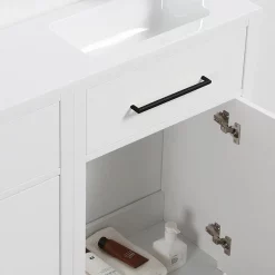 Victorian Plumbing Montrose White Combination Vanity And WC Unit With Matt Black Handles And Flush