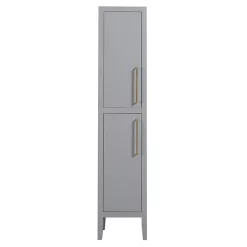 Victorian Plumbing Montrose Dove Grey Tall Storage Unit With Brushed Brass Handles -Vanity Unit Bathroom Suites mtumgbb d1