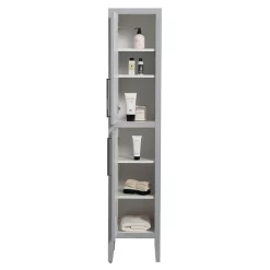 Victorian Plumbing Montrose Dove Grey Tall Storage Unit With Chrome Handles