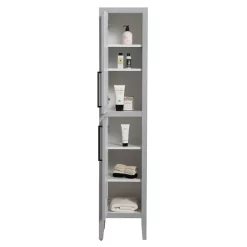 Victorian Plumbing Montrose Dove Grey Tall Storage Unit With Matt Black Handles
