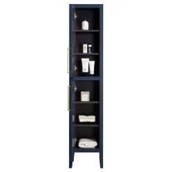 Victorian Plumbing Montrose Indigo Blue Tall Storage Unit With Brushed Brass Handles