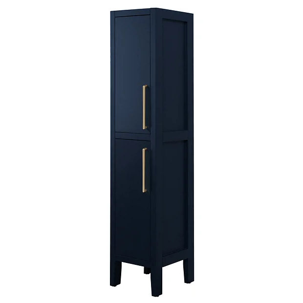 Victorian Plumbing Montrose Indigo Blue Tall Storage Unit With Brushed Brass Handles 4 Victorian Plumbing Montrose Indigo Blue Tall Storage Unit With Brushed Brass Handles - Image 2