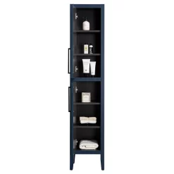 Victorian Plumbing Montrose Indigo Blue Tall Storage Unit With Matt Black Handles
