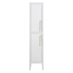Victorian Plumbing Montrose White Tall Storage Unit With Brushed Brass Handles
