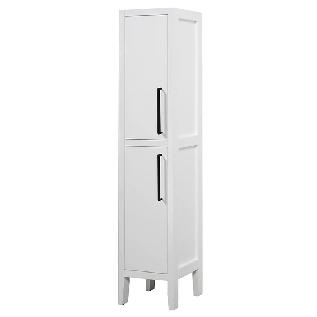 Victorian Plumbing Montrose White Tall Storage Unit With Matt Black Handles 4 Victorian Plumbing Montrose White Tall Storage Unit With Matt Black Handles - Image 2