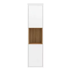 Victorian Plumbing Haywood 1400mm Gloss White / Natural Oak Wall Hung Tall Unit -Vanity Unit Bathroom Suites nfc961 d2