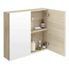 Klyn Bathroom Brooklyn 800mm Natural Oak Bathroom Mirror Cabinet - 2 Door -Vanity Unit Bathroom Suites off319 d3