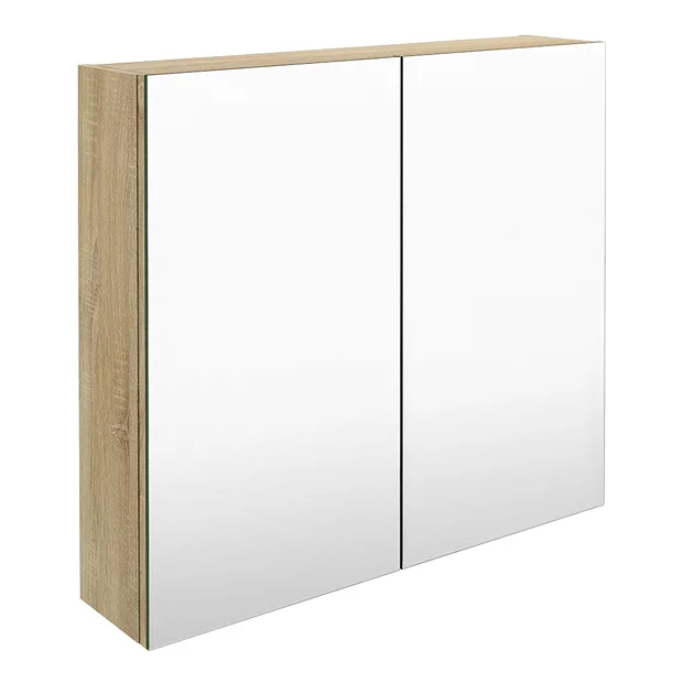 Klyn Bathroom Brooklyn 800mm Natural Oak Bathroom Mirror Cabinet - 2 Door 4 Klyn Bathroom Brooklyn 800mm Natural Oak Bathroom Mirror Cabinet - 2 Door - Image 2