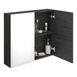 Klyn Bathroom Brooklyn 800mm Hacienda Black Bathroom Mirror Cabinet - 2 Door