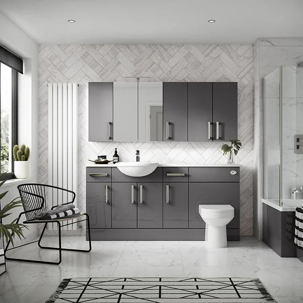 Hudson Reed 500x355mm Gloss Grey Full Depth Vanity Unit 3 Hudson Reed 500x355mm Gloss Grey Full Depth Vanity Unit