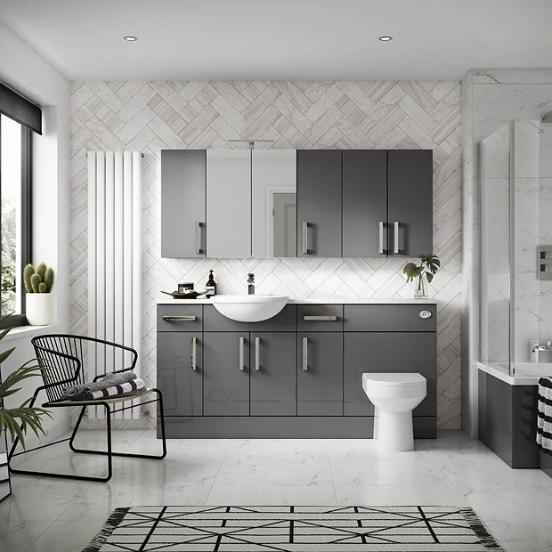 Hudson Reed 500x182mm Gloss Grey Fitted Wall Unit 3 Hudson Reed 500x182mm Gloss Grey Fitted Wall Unit