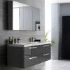 Hudson Reed 1350mm Gloss Grey 3 Door Mirror Cabinet -Vanity Unit Bathroom Suites qua010 detail2