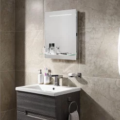 Sensio Furniture Lighting Solution Sensio Nyla LED Mirror With Integrated Glass Shelf, Demister Pad & Shaving Socket