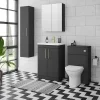 Arezzo 600 Matt Black 2-Door Mirror Cabinet -Vanity Unit Bathroom Suites softblacklifestyle01
