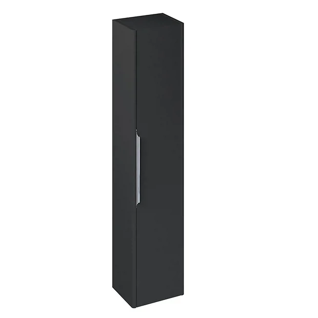 Itton Bathroom Britton Shoreditch Wall-Hung Tall Cabinet With Chrome Handle - Matt Grey 3 Itton Bathroom Britton Shoreditch Wall-Hung Tall Cabinet With Chrome Handle - Matt Grey