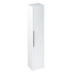 Itton Bathroom Britton Shoreditch Wall-Hung Tall Cabinet With Chrome Handle - Matt White