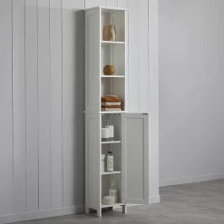 Victorian Plumbing Tongue And Groove Tall Storage Unit - White -Vanity Unit Bathroom Suites tg108md1