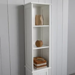 Victorian Plumbing Tongue And Groove Tall Storage Unit - White -Vanity Unit Bathroom Suites tg108md2