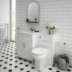 Chatsworth Traditional 700 X 490mm Arched Mirror With Glass Shelf - Chrome -Vanity Unit Bathroom Suites tmcs02 d1