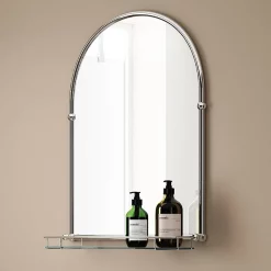 Chatsworth Traditional 700 X 490mm Arched Mirror With Glass Shelf - Chrome -Vanity Unit Bathroom Suites tmcs02 lrg