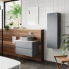 Hudson Reed Urban Satin Grey Wall Hung Tall Unit -Vanity Unit Bathroom Suites urb262 d1