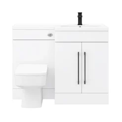 Valencia Bathroom Combination Suite Unit - 1100mm Basin W. Black Handles And Square Toilet -Vanity Unit Bathroom Suites val1100sblk d1