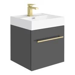 Valencia Cloakroom Suite (Gloss Grey Vanity With Brushed Brass Handle + Toilet) 10 Valencia Cloakroom Suite (Gloss Grey Vanity With Brushed Brass Handle + Toilet) -Vanity Unit Bathroom Suites valcsgbbd1