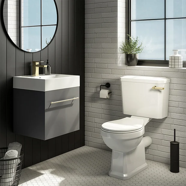 Valencia Cloakroom Suite (Gloss Grey Vanity With Brushed Brass Handle + Toilet) 4 Valencia Cloakroom Suite (Gloss Grey Vanity With Brushed Brass Handle + Toilet) - Image 2