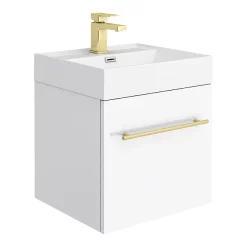 Valencia Cloakroom Suite (Gloss White Vanity With Brushed Brass Handle + Toilet) -Vanity Unit Bathroom Suites valcswbbd1