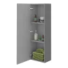 Venice Abstract Wall Hung Tall Storage Cabinet - Grey - With Chrome Square Drop Handle -Vanity Unit Bathroom Suites vawhcbgry d4