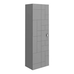 Venice Abstract Wall Hung Tall Storage Cabinet - Grey - With Chrome Square Drop Handle -Vanity Unit Bathroom Suites vawhcbgry n l