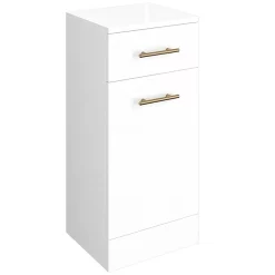 Venice 350x300mm Gloss White Laundry Basket With Brushed Brass Handles 9 Venice 350x300mm Gloss White Laundry Basket With Brushed Brass Handles -Vanity Unit Bathroom Suites vbb153 d2